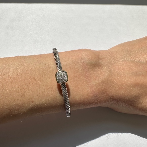 AUTHENTIC DAVID YURMAN Pavé Diamond Square Cable Cuff - Picture 12 of 16